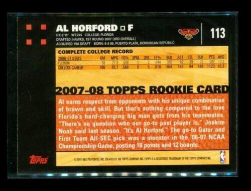 2007-08 TOPPS 50TH ANNIVERSARY Rookie Basketball Card #113 AL HORFORD Hawks Item image 2