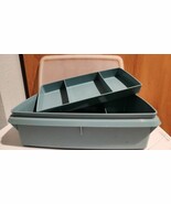 Vintage Tupperware Tuppercraft 3 Pc Sewing / Craft Storage Box #767 Blue - $23.66