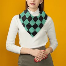 Black Green Checkered DS Anime Pattern All Over Print Scarf - $18.00+