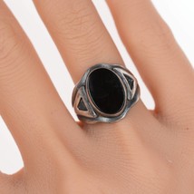 sz8.5 Vintage Sterling and onyx ring - £59.27 GBP