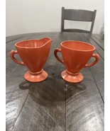 Vintage HAZEL ATLAS Moderntone Ovide SUGAR &amp; CREAMER Coral Orange Platonite - $366.92 MXN