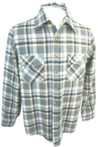 SEARS Sportswear vintage 1970s Men shirt PLAID acrylic flannel L p2p 24&quot; slim - £27.14 GBP