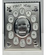 New Malden Baby's First 1st Year Silver Frame 13 Picture Openings Collage - $14.82