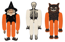 Beistle Vintage Halloween Tissue Dancers 3 Piece, 14&quot;, Multicolored - £37.02 GBP