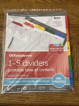 Office Depot 1-5 Dividers W/ Printable Table Of Contents 6 Sets - £11.55 GBP