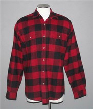 VTG Field &amp; Stream Red Black Buffalo Plaid 2-Pkt Thick Flannel Shirt Mn&#39;s L Tall - £27.90 GBP