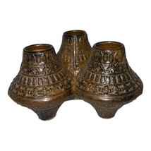 MCM Pottery Cluster Ceramic Vase Scandinavian Triple Vase Handmade Textured - $70.13