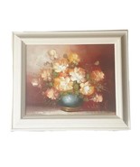 Vintage Impressionist Floral Still Life Oil Painting on Canvas Signed 13x11 - £23.74 GBP