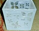Party Lite 2 &quot; Square Frosted Floral Glass Candle Holders P9521G - $8.99