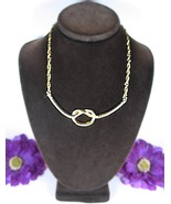 TIED IN A KNOT Vintage NECKLACE Front Piece Choker Goldtone Singapore Chain 17" - $15.83