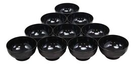 Ebros Japanese Contemporary Black Lacquer Ridged Bowls Made In Japan Set... - €24,96 EUR