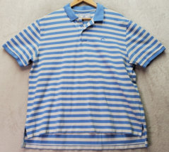 Southern Tide Polo Shirt Men&#39;s XL Blue White Striped Collared High Low Slit Logo - £14.02 GBP