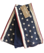 Primitive Stars Stripes Flag Dish Towels Set of 3 Red White Blue Vintage... - £26.60 GBP