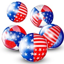 5 Pcs Independence Day Inflatable Pool Beach Balls 16 Inch Large Beach B... - £30.75 GBP