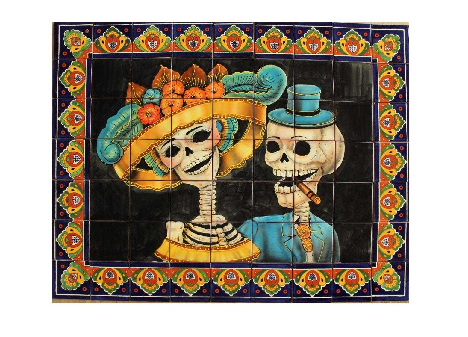 Mexican Talavera Mural - Calaveras2 - - $299.00