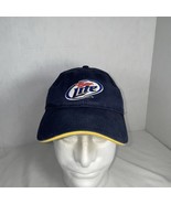 Miller Lite Hat Navy Blue Hook and Loop Beer Cap Logo Unisex Brewing Y2k... - $14.49