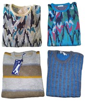 Men&#39;s Sweater Crew-Neck Light Cotton Blend Fantasy Long Sleeve S L XL Lot - £39.98 GBP+