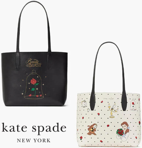 Primary image for Kate Spade Disney Beauty And The Beast White Leather Reversible Tote KE572 NWT