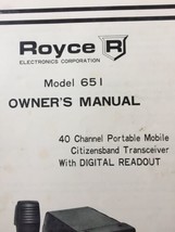 Vtg 1977 Royce Electronics Model 651 40 Channel Citizensband Radio User Manual - $16.99