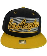 Los Angeles 2-Tone Adjustable Cotton Snapback Baseball Cap (Dark Blue/Gold) - £11.95 GBP