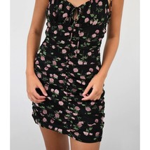 Cotton Candy LA NWT Midnight Roses Ruched Spaghetti Strap Mini Dress Bla... - £20.60 GBP
