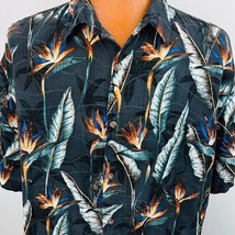 Island Shores Aloha Hawaiian XXL Shirt Palm Leaves Bird of Paradise Feat... - $29.24