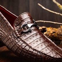 Parma Genuine Caiman Belly Slip On Bit Driving Loafers Brown image 7