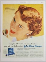 1949 Print Ad Lustre-Creme Shampoo Pretty Lady with Gleaming Hair - £11.48 GBP