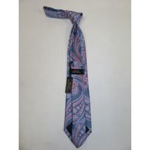 Men's 100% Silk Necktie By Bruno Piattelli Paisley Floral Fancy BP14 Pink Blue image 3