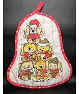 Vintage Critter Sitters Quilted Christmas Pot Holder by Morgan Inc 1980s - $22.87