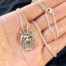 Yorkie Jewelry Sterling Silver Handmade Yorkshire Terrier Pendant Necklace 18” - £75.89 GBP
