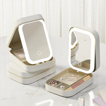 Makeup Storage Box With LED Light Mirror Portable Travel Makeup Cosmetics Storag - £19.36 GBP