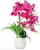 Wandw Ceramic Pot With Fake Faux Orchid, 19&quot;, Fuchsia Artificial Orchid Plants - £41.50 GBP