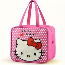 Sanrio Hello Kitty Pink Red Bow Insulated Lunch Tote Bag 9.5. x 8 Polyester NEW - £16.40 GBP