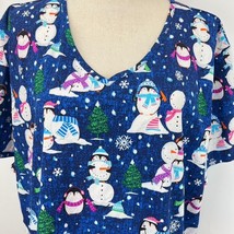 Scrubstar Women Scrub Top Sz 3XL Snowman Penguin  2 Pocket V Neck Jersey... - $511.63 MXN