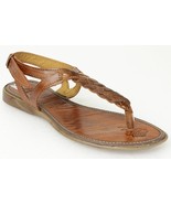 Womens Huarache Sandal Genuine Leather Cognac T Strap Boho Open Toe #232 - £27.50 GBP