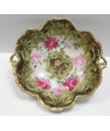 Vintage Porcelain Pottery 1890 Nippon 8&quot; Green Bowl Pink Roses Hand Pain... - €168,87 EUR