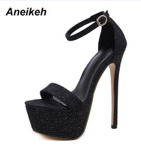 Aneikeh 2021 New Sandals Summer Sexy Women High Heels Fashion Stripper Shoes Par - £41.58 GBP