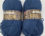 2 Skeins Patons Yarn DECOR 75% Acrylic 25% Wool 420y 7oz Rich Country Blue - £9.83 GBP