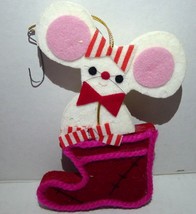 MId-Century Vintage Mouse in Christmas Stocking Ornament 5 3/4&quot; tall - £43.47 GBP