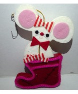 MId-Century Vintage Mouse in Christmas Stocking Ornament 5 3/4&quot; tall - £42.77 GBP