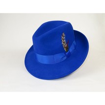 Men's Milani Wool Fedora Hat Soft Crushable Lined FD219 Royal Blue image 2
