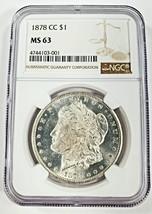 1878-CC $1 Silver Morgan Dollar Graded by NGC as MS-63 - £601.95 GBP