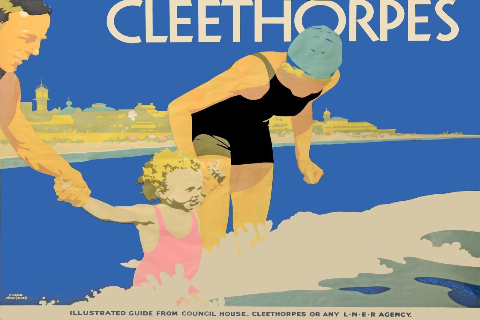 5989.Cleethorpes.family.swimming.beach.POSTER.Decoration.Home room wall design