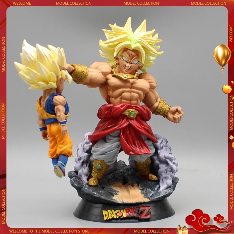 New 17cm Anime Dragon Ball Figures Gk Super Saiyan Battle Broly Vs Son Goku - £33.00 GBP+