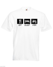 Mens T-Shirt Quote Eat Sleep Fish, Fishing Fisher TShirt, Fisherman Shirt - £19.84 GBP
