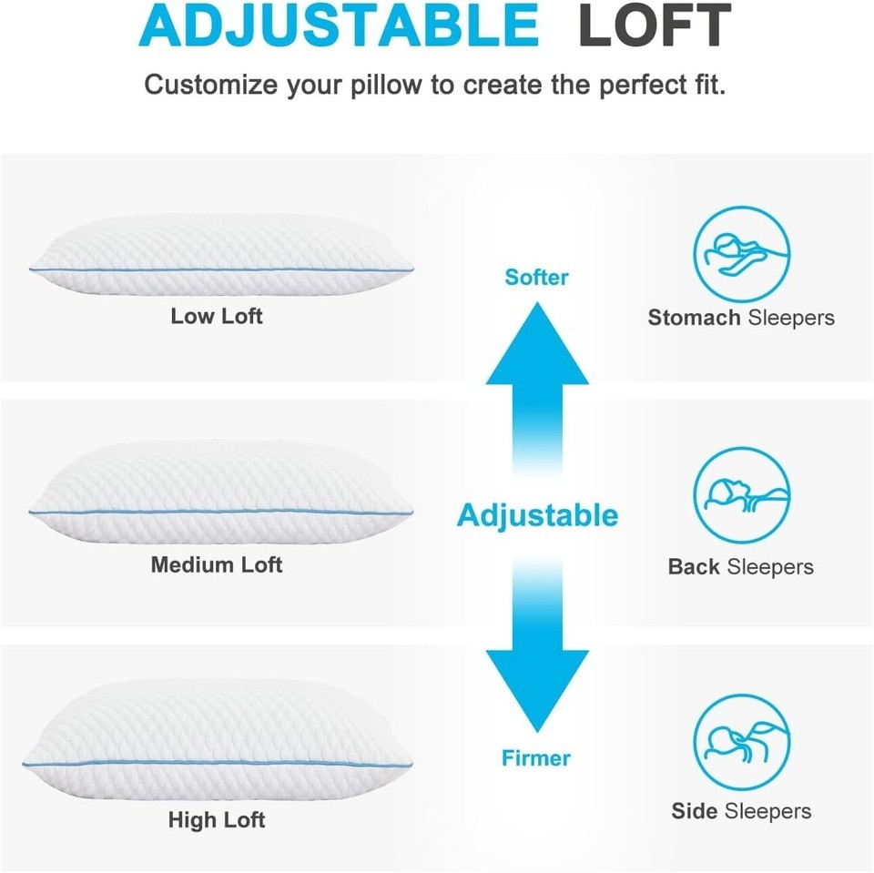Hypoallergenic Cooling Pillow Set - Ultimate Comfort for Side and Back Sleepers Item image 6