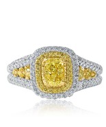 1.27 Ct Cushion Faint Yellow Diamond Engagement Ring Split Shank 14k Whi... - $45,025.80 MXN