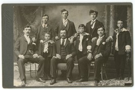Antique Circa 1880s Cabinet Card Herman Handsome Men Mustache &amp; Boys Calumet, MI - £51.04 GBP