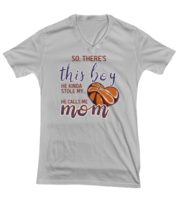 Basketball Mom T Shirt There&#39;s This Boy - Basketball Ash-V-Tee - £17.60 GBP